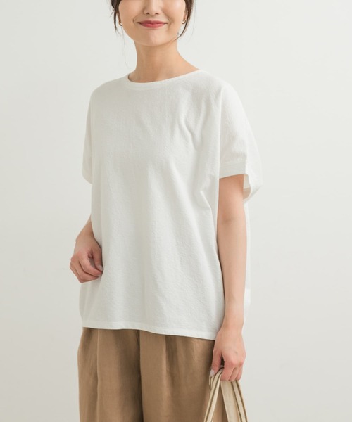 URBAN RESEARCH DOORS(アーバンリサーチドアーズ)の「リネンタッチBACKボタンプルオーバー(Tシャツ/カットソー・レディース・ベージュ系その他/チャコールグレー/オフホワイト・MEDIUM)」の12枚目の写真