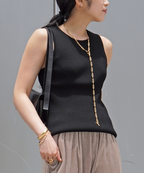 EVERYDAY I LIKE.(エヴリディアイライク)の「ALFRED Knitted Tank(ニット/セーター・レディース・ホワイト/ブラック・FREE)」の1枚目の写真