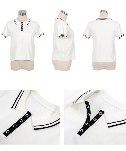 KOBE LETTUCE(コウベレタス)の「スナップボタンポロニットトップス(ニット/セーター・レディース・オフホワイト/ブラック/アイボリー系・M)」の16枚目の写真