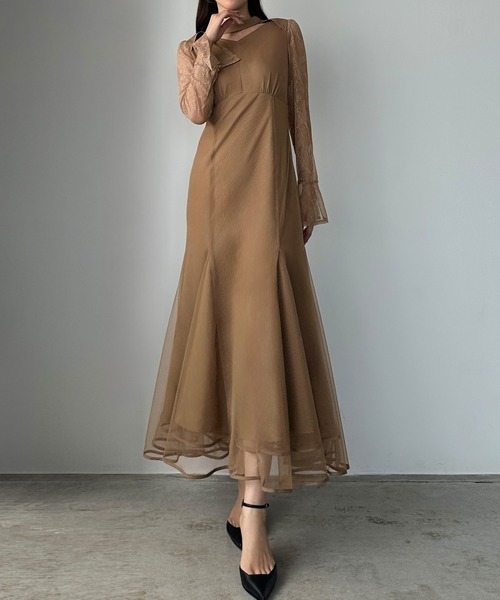 セール】チョーカーデザインチュールマーメイドワンピース（ワンピース