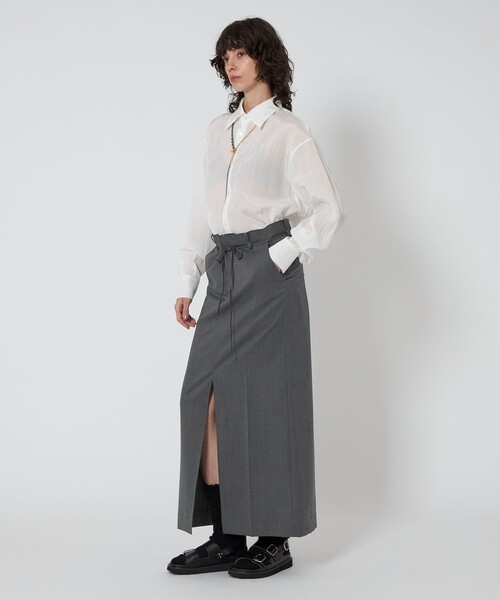 ASTRAET(アストラット)の「<ASTRAET>ウエストドローコード スリット タイトスカート(スカート・レディース・ブラック/グレー系・1/0)」の5枚目の写真