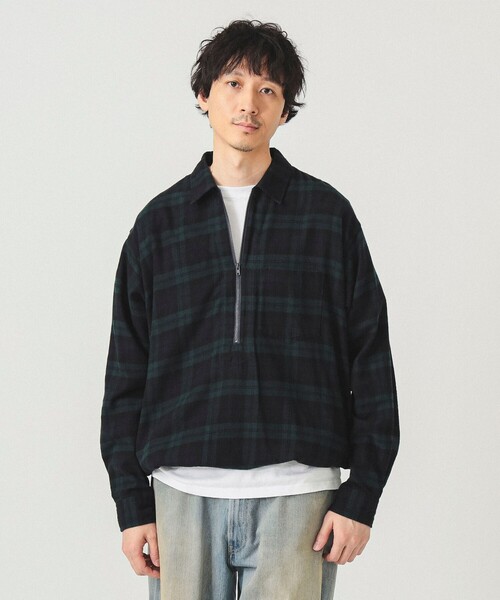 BEAMS（ビームス）の「ワイドフィット チェック プルオーバーシャツ（シャツ/ブラウス・メンズ・グリーン系その他/ブラック系その他・L/XL/S/M）」の2枚目の写真