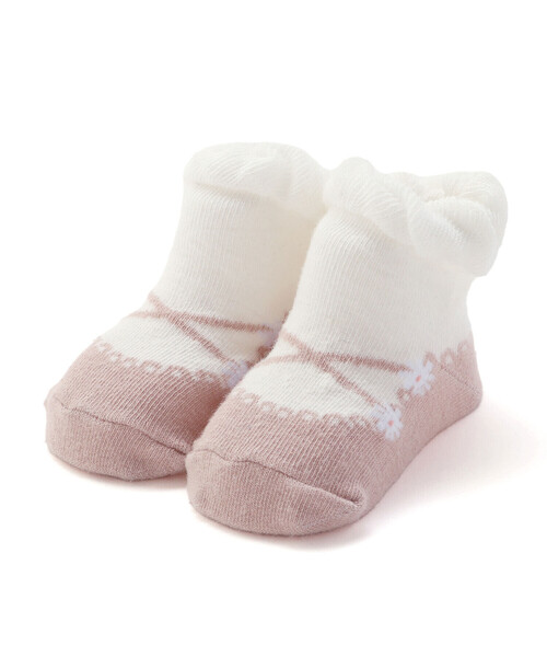 SLAP SLIP BABY（スラップスリップベビー）の「お花バレエシューズ風ソックスベビー(9~12cm)（ベビーシューズ/ベビーソックス・キッズ・グレー/ピンク・FREE）」の3枚目の写真