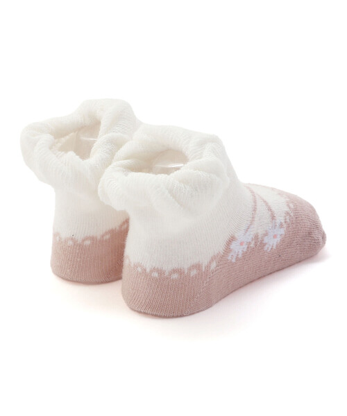 SLAP SLIP BABY（スラップスリップベビー）の「お花バレエシューズ風ソックスベビー(9~12cm)（ベビーシューズ/ベビーソックス・キッズ・グレー/ピンク・FREE）」の4枚目の写真