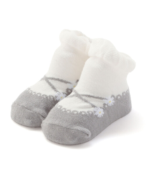 SLAP SLIP BABY（スラップスリップベビー）の「お花バレエシューズ風ソックスベビー(9~12cm)（ベビーシューズ/ベビーソックス・キッズ・グレー/ピンク・FREE）」の5枚目の写真