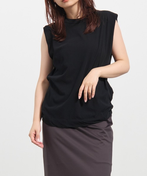 ATON エイトン☆ノースリーブ タンクトップ 60 FRESCA 黒 01 ATON/エイトン】FRESCA SINGLE JERSEY TANK TOP/スリーブレス