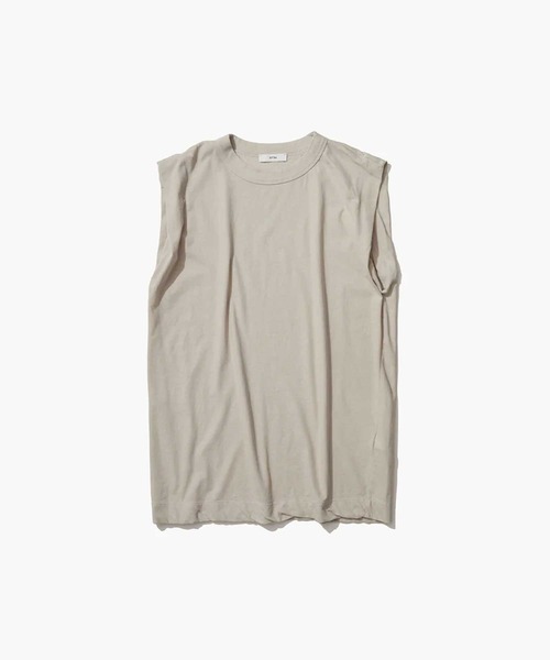 ATON(エイトン)の「【ATON/エイトン】FRESCA SINGLE JERSEY TANK TOP/スリーブレスカットソー/コットンノースリーブTシャツ(Tシャツ/カットソー・レディース・グリーン/ホワイト/ブラック/ベージュ/ピンク/サックスブルー・1)」の7枚目の写真