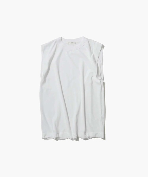 ATON(エイトン)の「【ATON/エイトン】FRESCA SINGLE JERSEY TANK TOP/スリーブレスカットソー/コットンノースリーブTシャツ(Tシャツ/カットソー・レディース・グリーン/ホワイト/ブラック/ベージュ/ピンク/サックスブルー・1)」の9枚目の写真