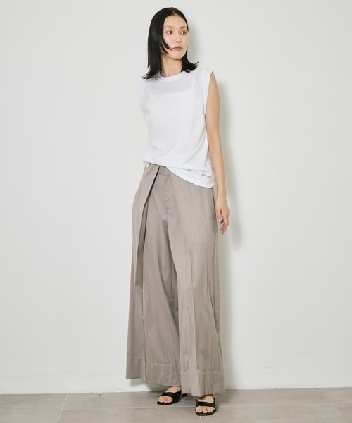 ATON(エイトン)の「【ATON/エイトン】FRESCA SINGLE JERSEY TANK TOP/スリーブレスカットソー/コットンノースリーブTシャツ(Tシャツ/カットソー・レディース・グリーン/ホワイト/ブラック/ベージュ/ピンク/サックスブルー・1)」の11枚目の写真