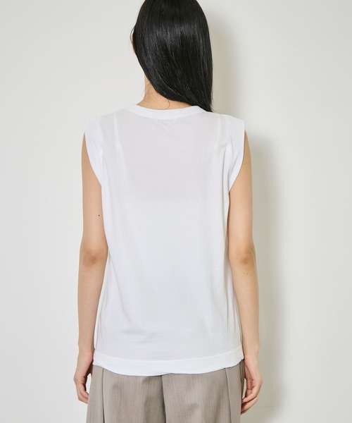 ATON(エイトン)の「【ATON/エイトン】FRESCA SINGLE JERSEY TANK TOP/スリーブレスカットソー/コットンノースリーブTシャツ(Tシャツ/カットソー・レディース・グリーン/ホワイト/ブラック/ベージュ/ピンク/サックスブルー・1)」の15枚目の写真