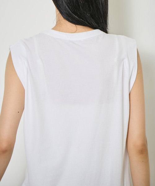 ATON(エイトン)の「【ATON/エイトン】FRESCA SINGLE JERSEY TANK TOP/スリーブレスカットソー/コットンノースリーブTシャツ(Tシャツ/カットソー・レディース・グリーン/ホワイト/ブラック/ベージュ/ピンク/サックスブルー・1)」の16枚目の写真