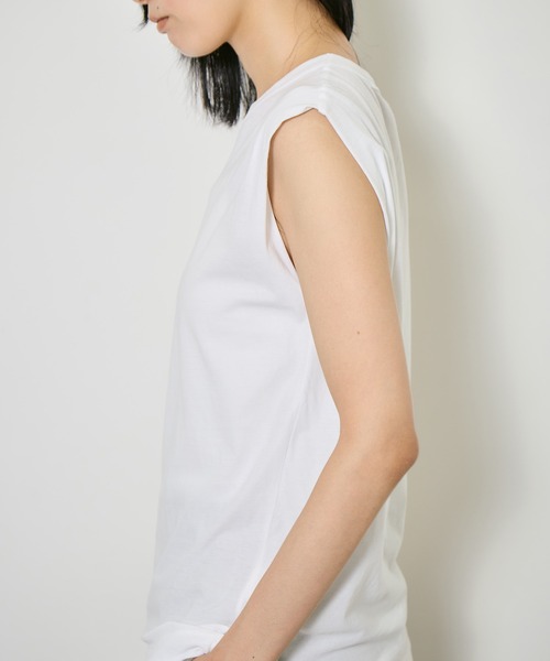 ATON(エイトン)の「【ATON/エイトン】FRESCA SINGLE JERSEY TANK TOP/スリーブレスカットソー/コットンノースリーブTシャツ(Tシャツ/カットソー・レディース・グリーン/ホワイト/ブラック/ベージュ/ピンク/サックスブルー・1)」の17枚目の写真