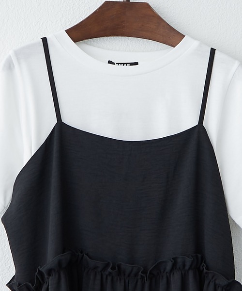 Remind me and forever(リマインドミーアンドフォーエバー)の「ルーズサロペット+TシャツSET(ワンピース・レディース・ブラウン/ブラック/チャコールグレー・FREE)」の9枚目の写真