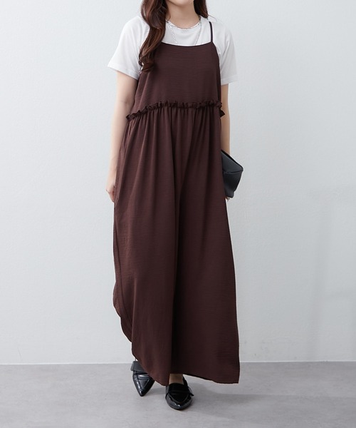 Remind me and forever(リマインドミーアンドフォーエバー)の「ルーズサロペット+TシャツSET(ワンピース・レディース・ブラウン/ブラック/チャコールグレー・FREE)」の16枚目の写真