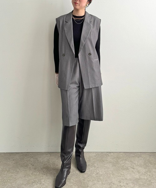 Laube Blanc フレンチスリーブジャケット ダークグレー Laube Blanc フレンチスリーブジャケット ダークグレー French Sleeve