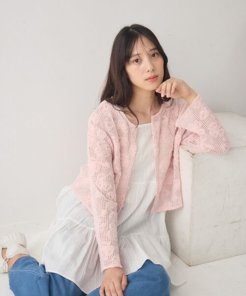 RETRO GIRL(レトロガール)の「フラワー刺繍メッシュカーデ(カーディガン/ボレロ・レディース・ブラウン/ブラック/ナチュラル/ピンク・FREE)」の21枚目の写真