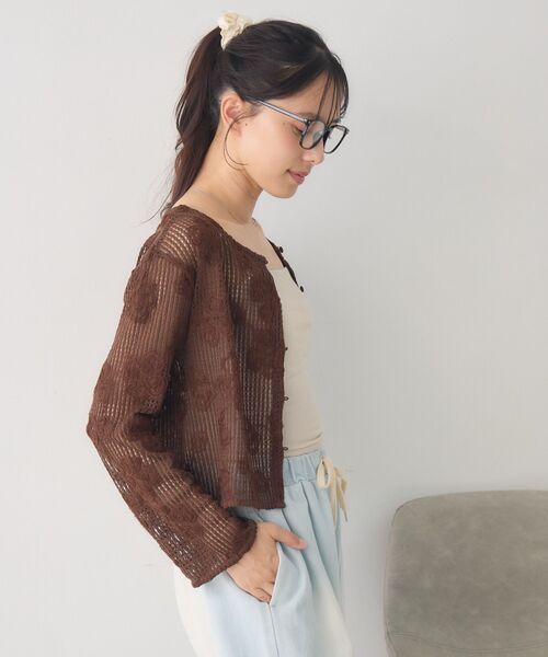 RETRO GIRL(レトロガール)の「フラワー刺繍メッシュカーデ(カーディガン/ボレロ・レディース・ブラウン/ブラック/ナチュラル/ピンク・FREE)」の13枚目の写真