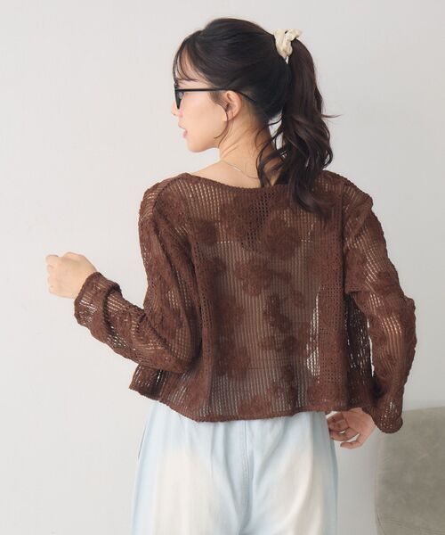 RETRO GIRL(レトロガール)の「フラワー刺繍メッシュカーデ(カーディガン/ボレロ・レディース・ブラウン/ブラック/ナチュラル/ピンク・FREE)」の14枚目の写真