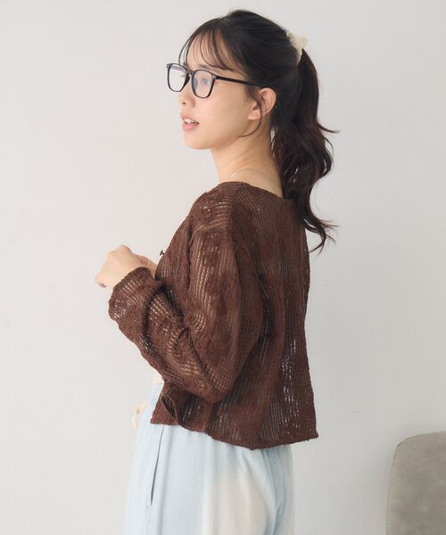 RETRO GIRL(レトロガール)の「フラワー刺繍メッシュカーデ(カーディガン/ボレロ・レディース・ブラウン/ブラック/ナチュラル/ピンク・FREE)」の15枚目の写真