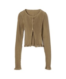 プリーツコットン ショートカーディガン