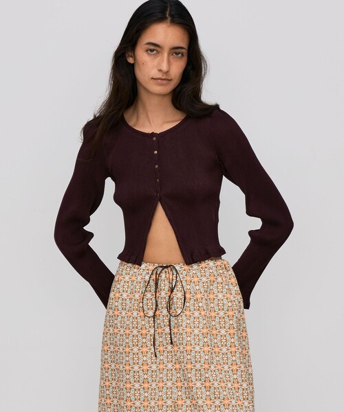 BACCA プリーツコットン ショートカーディガン BACCA カーディガン プリーツコットン ショートカーディガン