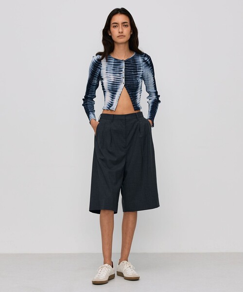 BACCA プリーツコットン ショートカーディガン BACCA カーディガン プリーツコットン ショートカーディガン