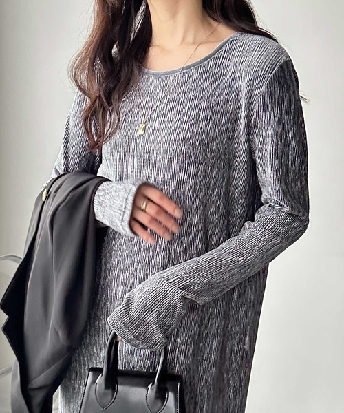 GeeRA(ジーラ)の「ベロアプリーツロングワンピース(ワンピース・レディース・グレー/ブラック・MEDIUM/LARGE/X-LARGE)」の13枚目の写真