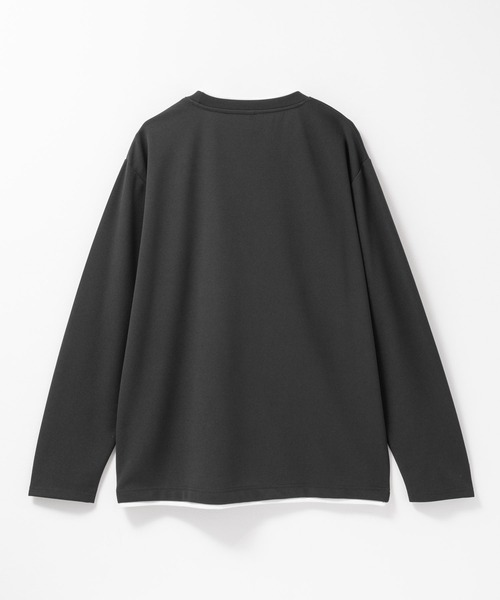 NAVY（ネイビー）の「NAVY 時短フェイクレイヤード カルゼダブルクルーネック長袖Tシャツ（Tシャツ/カットソー・メンズ・ネイビー/ブラウン/チャコールグレー/グレー・XL/L/M/S）」の8枚目の写真