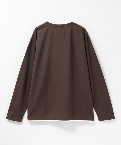 NAVY（ネイビー）の「NAVY 時短フェイクレイヤード カルゼダブルクルーネック長袖Tシャツ（Tシャツ/カットソー・メンズ・ネイビー/ブラウン/チャコールグレー/グレー・XL/L/M/S）」の10枚目の写真