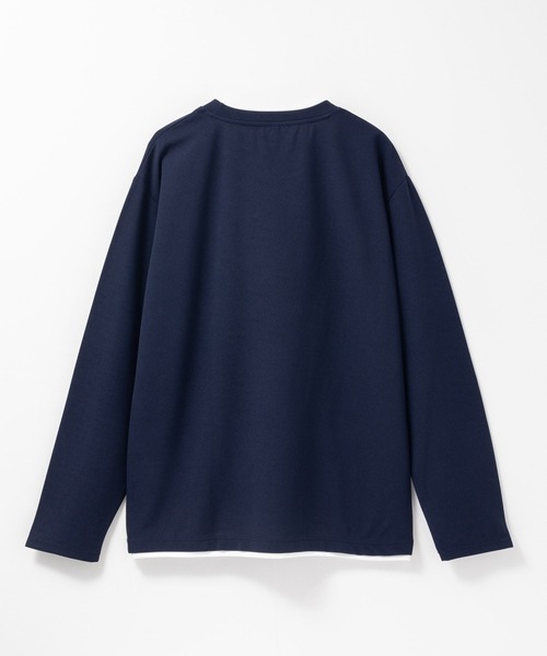 NAVY（ネイビー）の「NAVY 時短フェイクレイヤード カルゼダブルクルーネック長袖Tシャツ（Tシャツ/カットソー・メンズ・ネイビー/ブラウン/チャコールグレー/グレー・XL/L/M/S）」の12枚目の写真