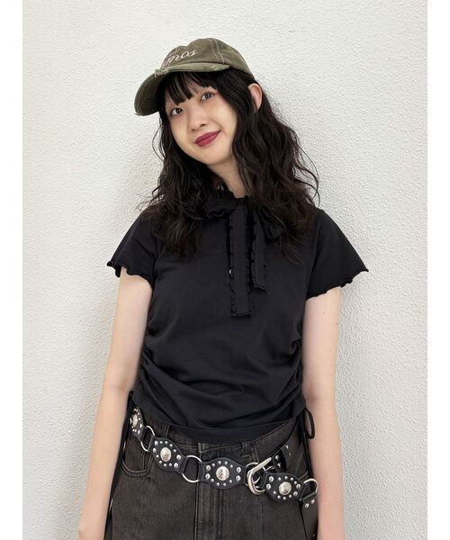 jouetie（ジュエティ）の「フリルカットフーディー（Tシャツ/カットソー・レディース・ネイビー/ブラック・MEDIUM）」の2枚目の写真