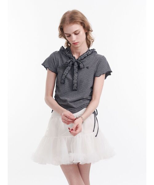 jouetie（ジュエティ）の「フリルカットフーディー（Tシャツ/カットソー・レディース・ネイビー/ブラック・MEDIUM）」の3枚目の写真