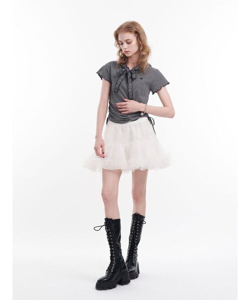 jouetie（ジュエティ）の「フリルカットフーディー（Tシャツ/カットソー・レディース・ネイビー/ブラック・MEDIUM）」の6枚目の写真