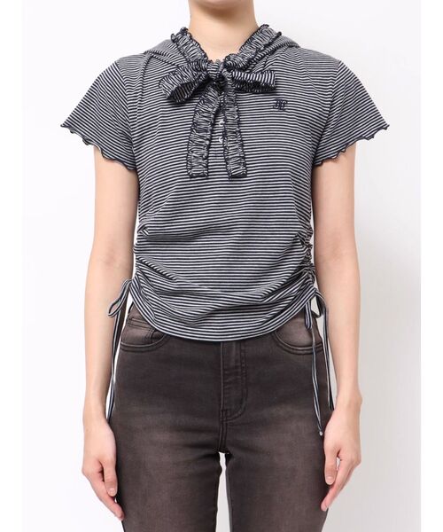 jouetie（ジュエティ）の「フリルカットフーディー（Tシャツ/カットソー・レディース・ネイビー/ブラック・MEDIUM）」の12枚目の写真