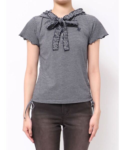 jouetie（ジュエティ）の「フリルカットフーディー（Tシャツ/カットソー・レディース・ネイビー/ブラック・MEDIUM）」の19枚目の写真