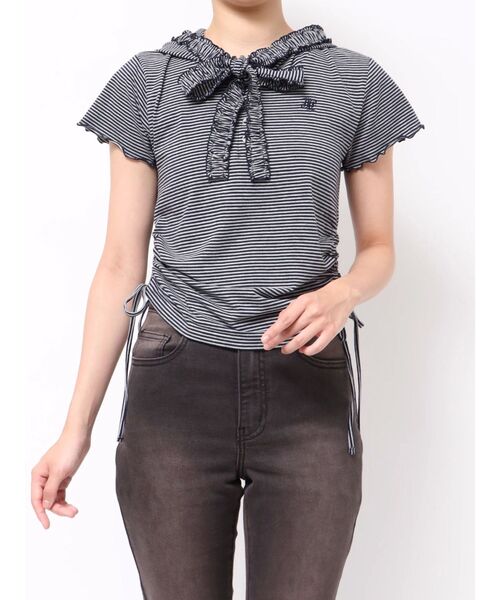jouetie(ジュエティ)の「フリルカットフーディー(Tシャツ/カットソー・レディース・ネイビー/ブラック・MEDIUM)」の19枚目の写真