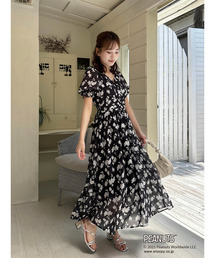 SNOOPY（スヌーピー）の「PEANUTS 花柄フレアワンピース（ワンピース）」