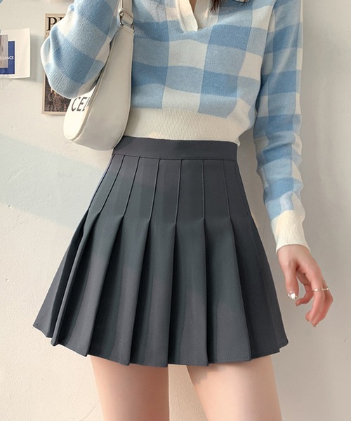 c.u.l（シーユーエル）の「ミニ ショーパン一体型 インナーパンツ付きプリーツスカート culw855（スカート・レディース・ブラウン/ブラック/ネイビー/ダークグレー/ベージュ/グレー・M/L）」の4枚目の写真