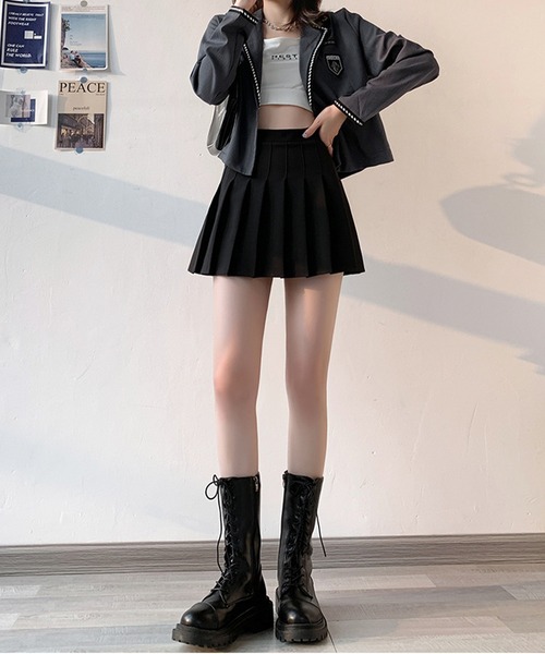 c.u.l（シーユーエル）の「ミニ ショーパン一体型 インナーパンツ付きプリーツスカート culw855（スカート・レディース・ブラウン/ブラック/ネイビー/ダークグレー/ベージュ/グレー・M/L）」の10枚目の写真