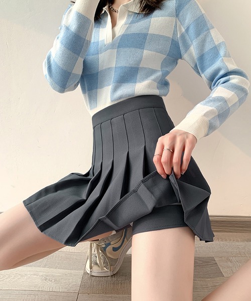 c.u.l（シーユーエル）の「ミニ ショーパン一体型 インナーパンツ付きプリーツスカート culw855（スカート・レディース・ブラウン/ブラック/ネイビー/ダークグレー/ベージュ/グレー・M/L）」の16枚目の写真