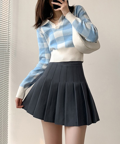 c.u.l（シーユーエル）の「ミニ ショーパン一体型 インナーパンツ付きプリーツスカート culw855（スカート・レディース・ブラウン/ブラック/ネイビー/ダークグレー/ベージュ/グレー・M/L）」の17枚目の写真