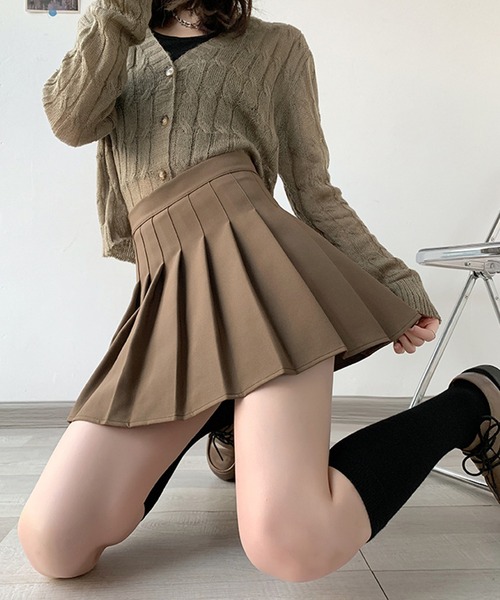 c.u.l（シーユーエル）の「ミニ ショーパン一体型 インナーパンツ付きプリーツスカート culw855（スカート・レディース・ブラウン/ブラック/ネイビー/ダークグレー/ベージュ/グレー・M/L）」の22枚目の写真