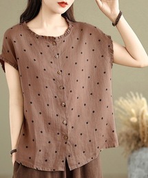 45R ブラウンドット柄シャツ 45R】シャツ｜1977年創業、日本の服。丈夫で長持ち、気持ちの良い服