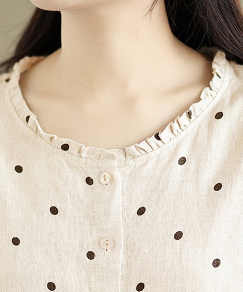 ZOZOhome出品 セール】ドット柄ノーカラーブラウス（シャツ/ブラウス）｜ReRe