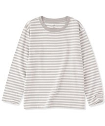 無印良品 | キッズ　綿天竺編みクルーネック長袖Ｔシャツ　ボーダー(Tシャツ/カットソー)