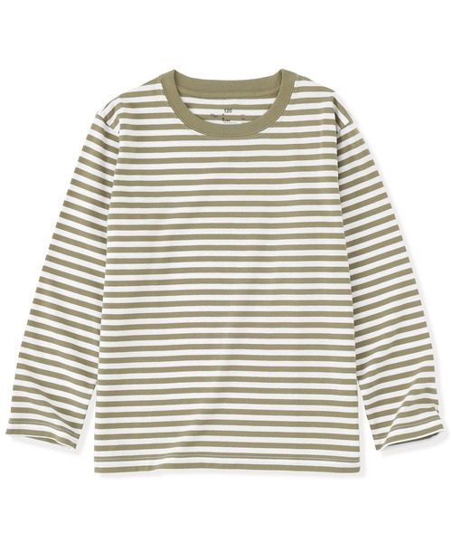 無印良品（ムジルシリョウヒン）の「キッズ　綿天竺編みクルーネック長袖Ｔシャツ　ボーダー（Tシャツ/カットソー・キッズ・ピンク系/グレー系/ブルー系/カーキ系/ブラック系・110/130/120/150/140）」の3枚目の写真