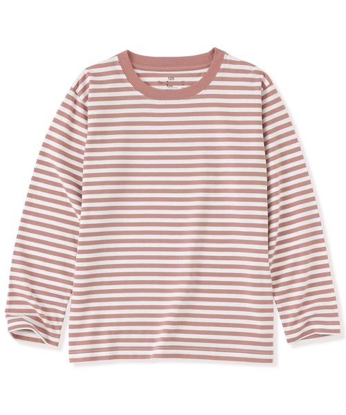 無印良品（ムジルシリョウヒン）の「キッズ　綿天竺編みクルーネック長袖Ｔシャツ　ボーダー（Tシャツ/カットソー・キッズ・ピンク系/グレー系/ブルー系/カーキ系/ブラック系・110/130/120/150/140）」の5枚目の写真