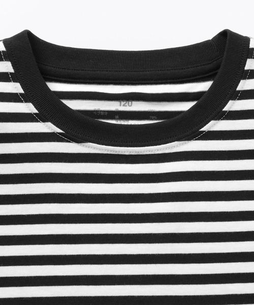 無印良品（ムジルシリョウヒン）の「キッズ　綿天竺編みクルーネック長袖Ｔシャツ　ボーダー（Tシャツ/カットソー・キッズ・ピンク系/グレー系/ブルー系/カーキ系/ブラック系・110/130/120/150/140）」の16枚目の写真