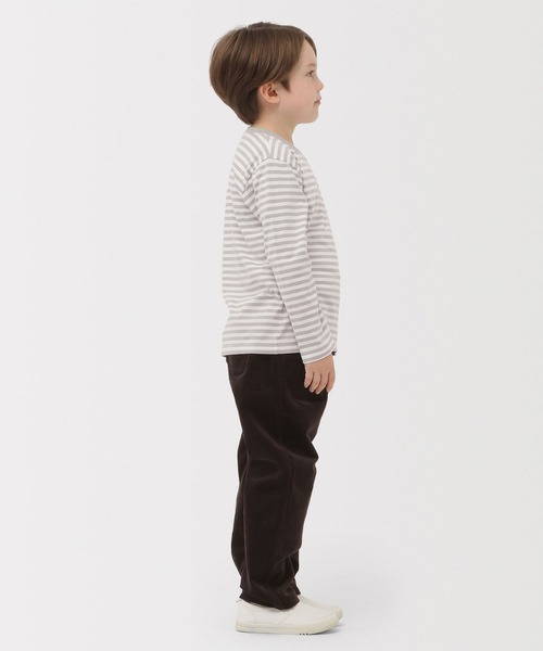 無印良品（ムジルシリョウヒン）の「キッズ　綿天竺編みクルーネック長袖Ｔシャツ　ボーダー（Tシャツ/カットソー・キッズ・ピンク系/グレー系/ブルー系/カーキ系/ブラック系・110/130/120/150/140）」の10枚目の写真
