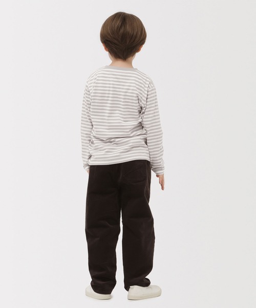 無印良品（ムジルシリョウヒン）の「キッズ　綿天竺編みクルーネック長袖Ｔシャツ　ボーダー（Tシャツ/カットソー・キッズ・ピンク系/グレー系/ブルー系/カーキ系/ブラック系・110/130/120/150/140）」の11枚目の写真